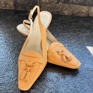 Cole Han Tan Leather Slingbacks Tassell Loafer Size 8